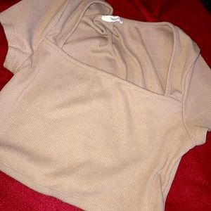 tan crop top shirt